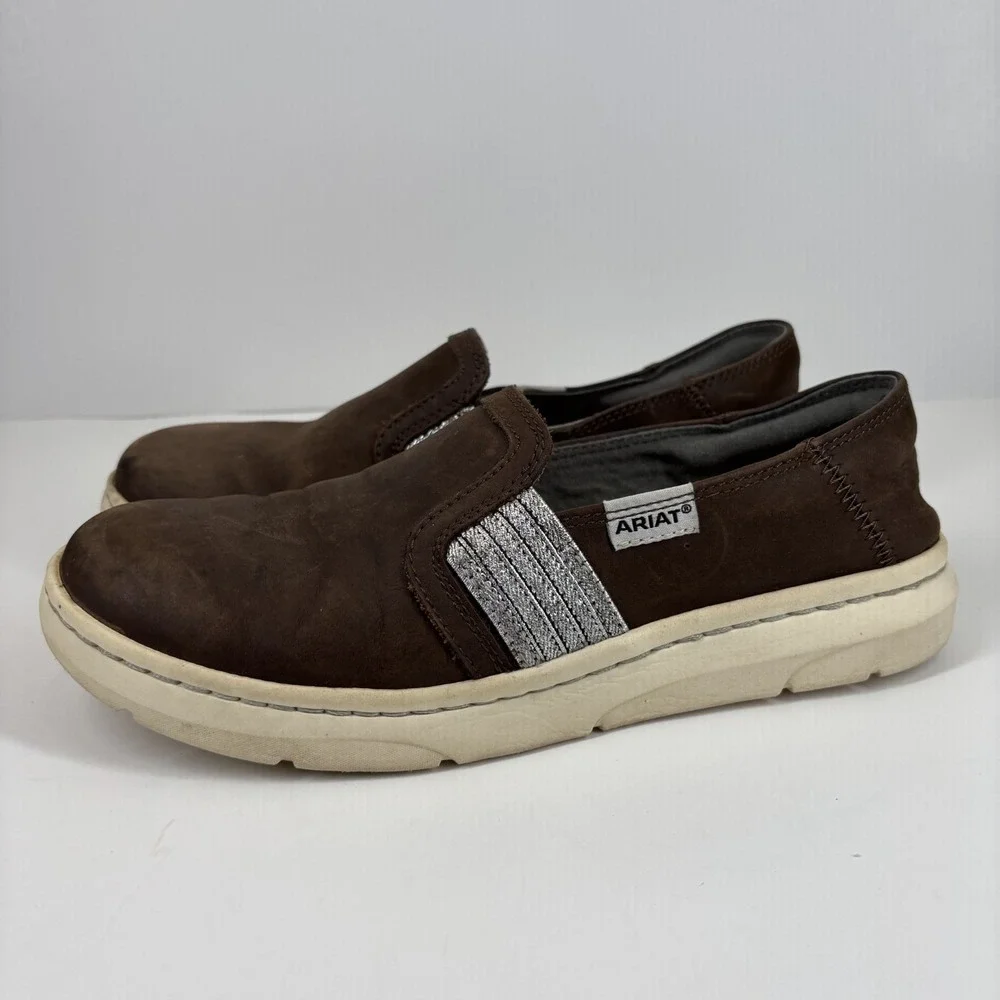 Ariat Ryder Cruiser Women's US 9B Palm/Brown Leather Comfort Slip-On Loafer Shoe